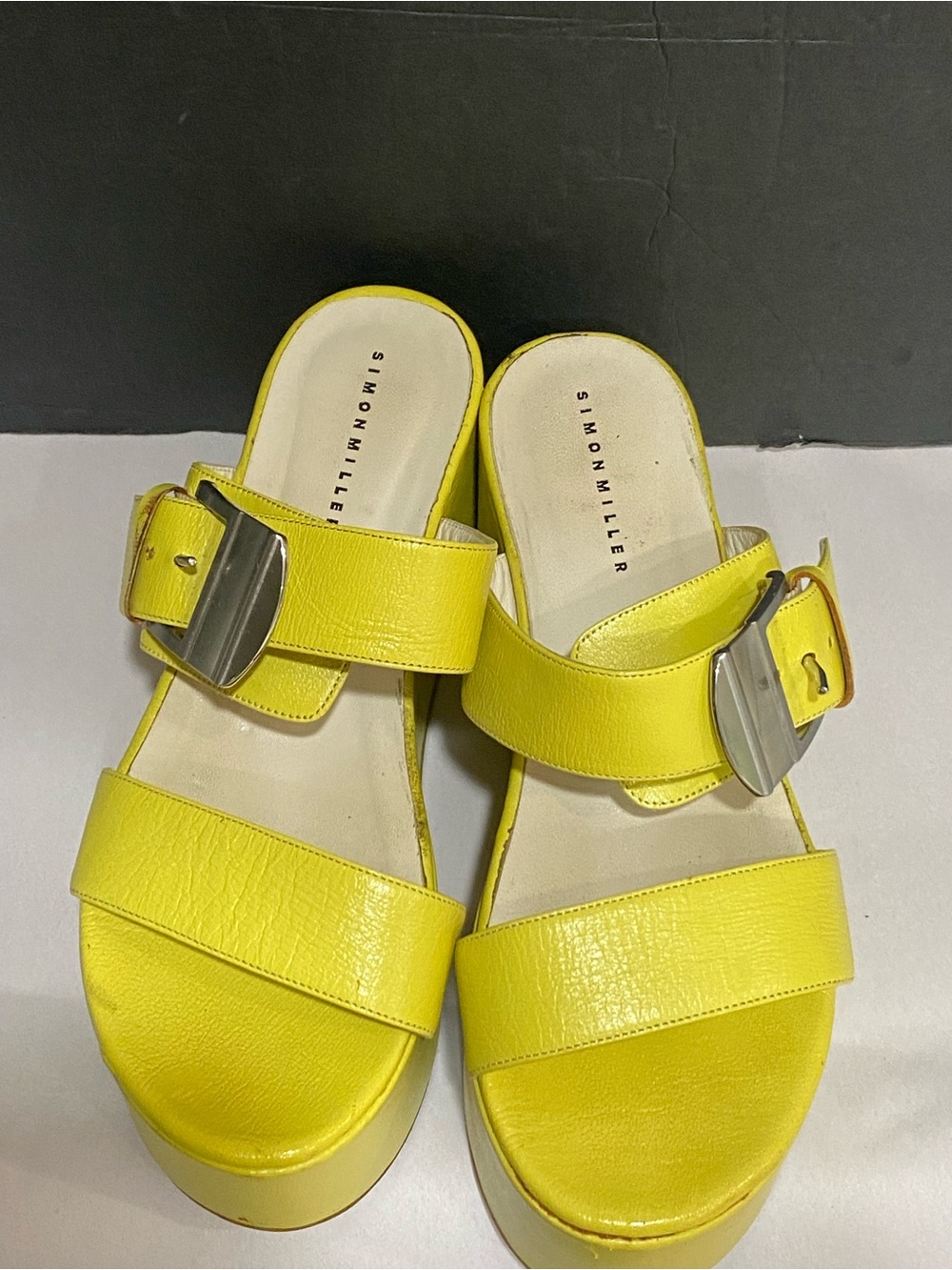 Simon Miller Yellow Leather Coaster Platform Sandals – Buckle Accent – Size 7 - Picture 2 of 7